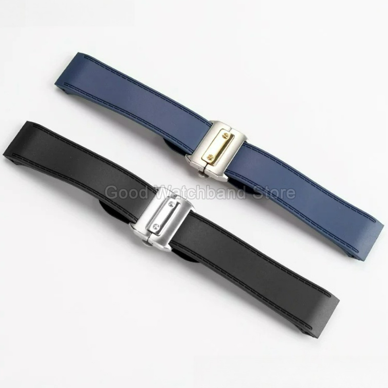 Cartier Watch Santos - Bracelet de montre en caoutchouc noir