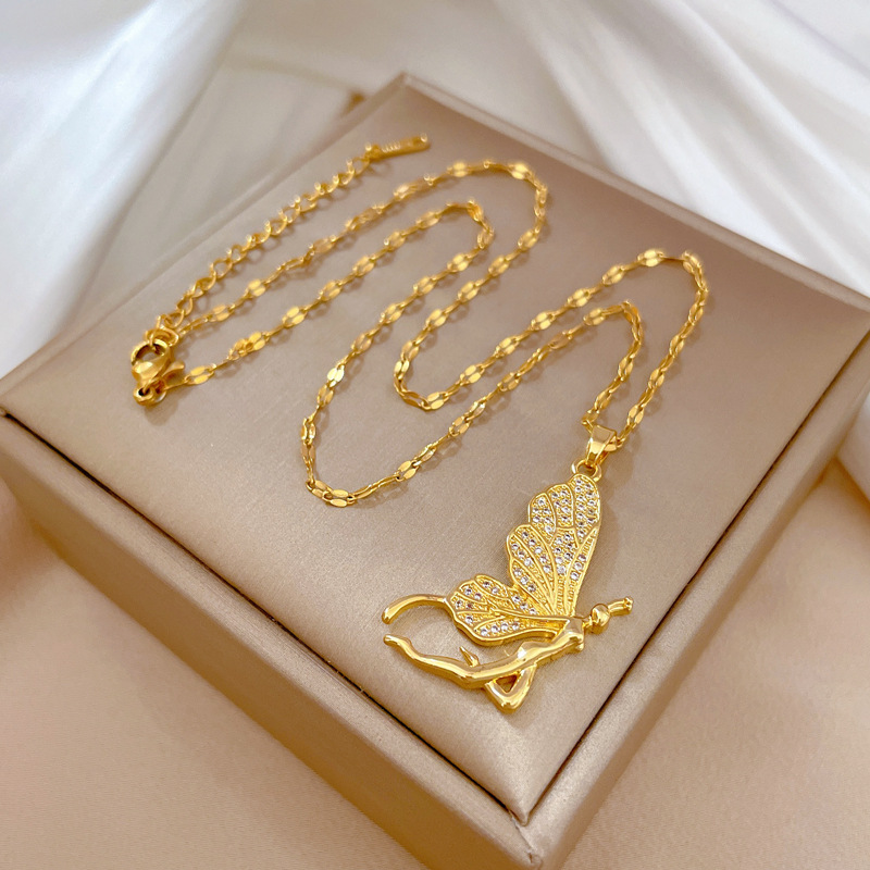 Butterfly Clasp Deployant - Collier pendentif papillon haut de gamme