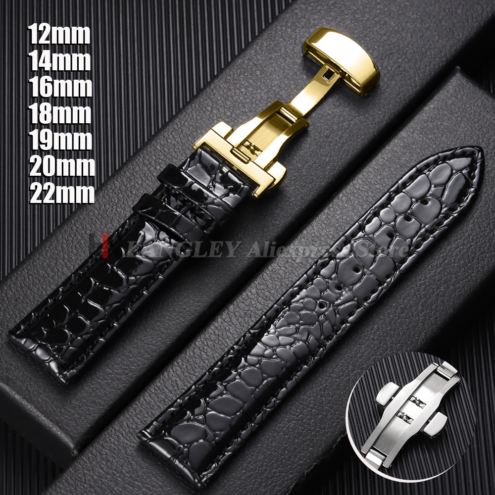 Butterfly Clasp Deployant - Bracelet de montre en cuir à